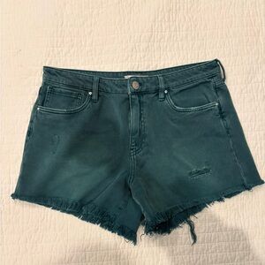 Dark Green Distressed Women Shorts